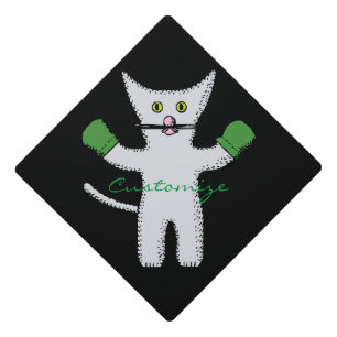 Boxing Kitten with Mittens Thunder_Cove Graduation Cap Topper