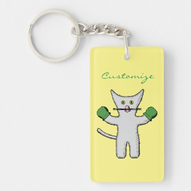Boxing Kitten with Mittens Thunder_Cove Keychain (Front)