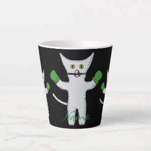 Boxing Kitten with Mittens Thunder_Cove Latte Mug