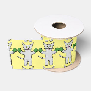 Boxing Kitten with Mittens Thunder_Cove Satin Ribbon
