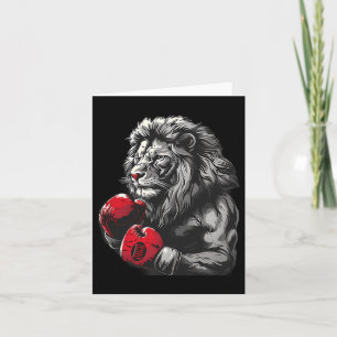 Boxing Lion Portrait Motif Wildlife Kickboxing Lov Card