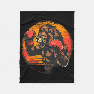 Boxing Lion Portrait Motif Wildlife Kickboxing Lov Fleece Blanket