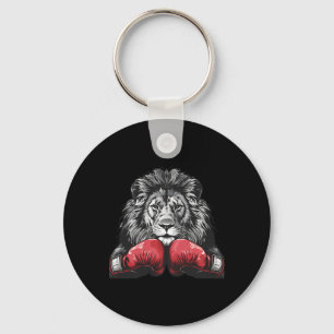 Boxing Lion Portrait Motif Wildlife Kickboxing Lov Keychain