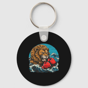 Boxing Lion Portrait Motif Wildlife Kickboxing Lov Keychain