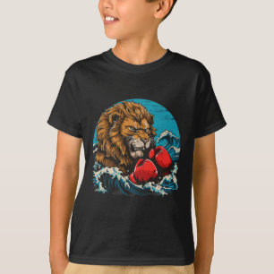 Boxing Lion Portrait Motif Wildlife Kickboxing Lov T-Shirt