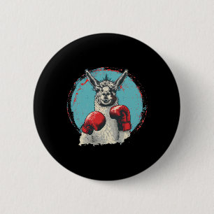 Boxing Llama With Boxing Gloves Kickboxing Funny B 2 Inch Round Button