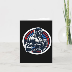 Boxing Logo Strong Boxer Black Red And Blue Silhou Card
