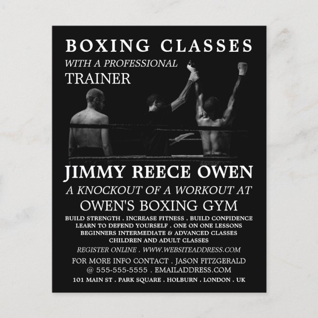 Boxing Match Champion, Boxing Class Advert Flyer (Front)
