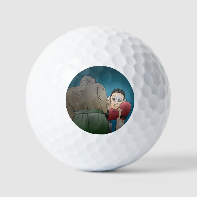 Boxing Match with Two Men Golf Balls (Front)