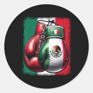 Boxing Mexico Funny Mexican Vintage Style Boxing M Classic Round Sticker