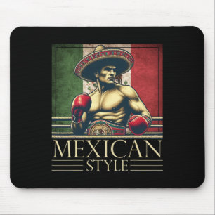 Boxing Mexico Mexican Vintage Style Boxing Flag Me Mouse Pad
