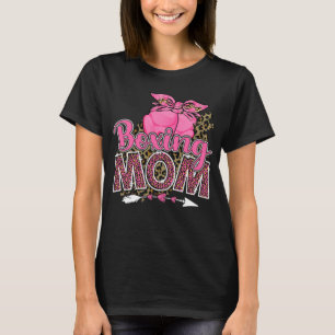 Boxing Mom Mama Mother's Day Leopard Sport Mom Mam T-Shirt