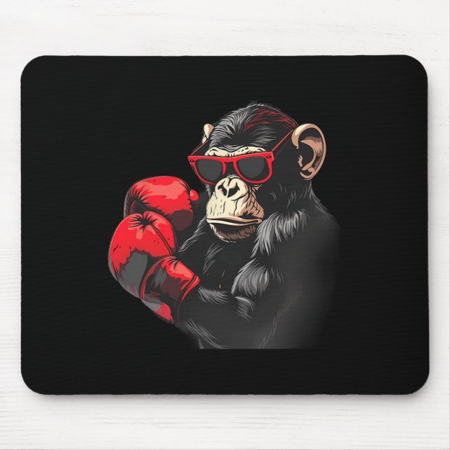 Boxing Monkey Lover Boxing Gloves Kickboxing Funny Mouse Pad (Front)