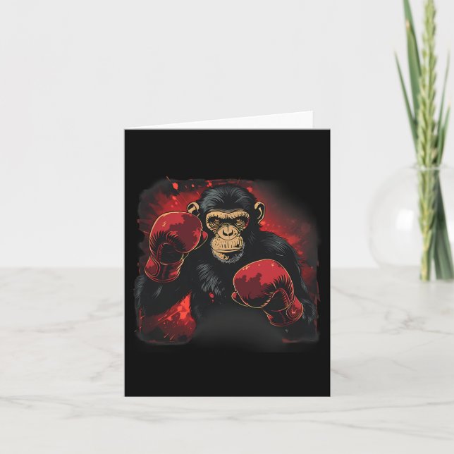 Boxing Monkey With Boxing Gloves Kickboxing Funny  Card (Front)