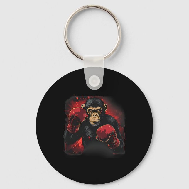 Boxing Monkey With Boxing Gloves Kickboxing Funny  Keychain (Front)