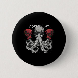 Boxing Octopus Lover Ocean Sea Creature Boxer Kick 2 Inch Round Button