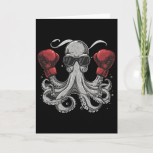 Boxing Octopus Lover Ocean Sea Creature Boxer Kick Card