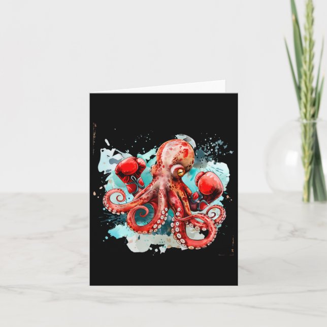 Boxing Octopus Lover Ocean Sea Creature Boxer Kick Card (Front)