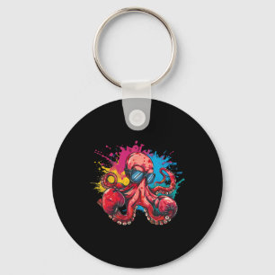 Boxing Octopus Lover Ocean Sea Creature Boxer Kick Keychain