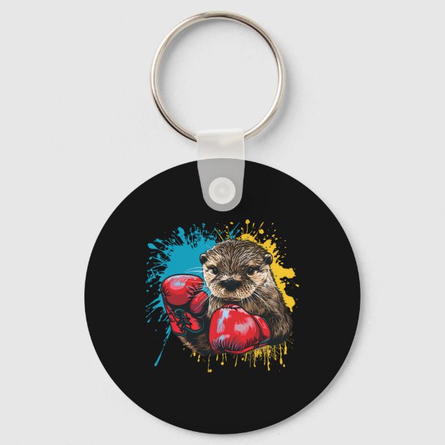 Boxing Otter Lover Boxing Gloves Kickboxing Funny  Keychain (Front)