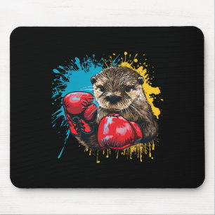 Boxing Otter Lover Boxing Gloves Kickboxing Funny Mouse Pad
