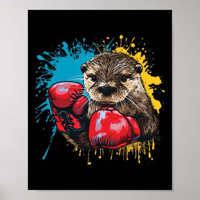 Boxing Otter Lover Boxing Gloves Kickboxing Funny  Poster (Front)