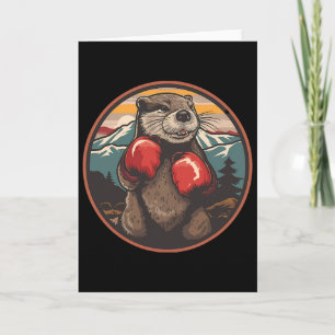 Boxing Otter With Boxing Gloves Kickboxing Funny B Card