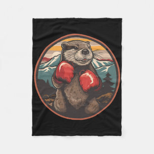 Boxing Otter With Boxing Gloves Kickboxing Funny B Fleece Blanket