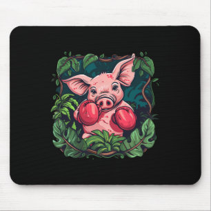 Boxing Pig With Boxing Gloves Kickboxing Funny Box Mouse Pad