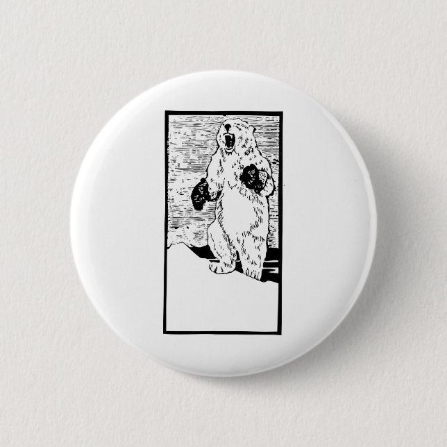 Boxing Polar Bear Fighting Global Warming Funny  2 Inch Round Button (Front)