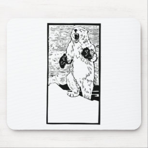 Boxing Polar Bear Fighting Global Warming Funny Mouse Pad