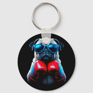 Boxing Pug Dog Kickboxing Cool Keychain