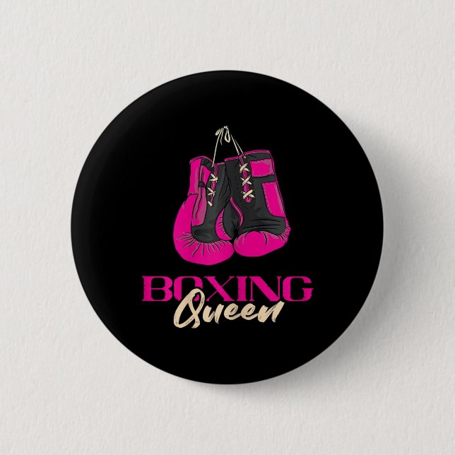 Boxing Queen Kickboxer Kickboxing Boxing Gloves Bo 2 Inch Round Button (Front)