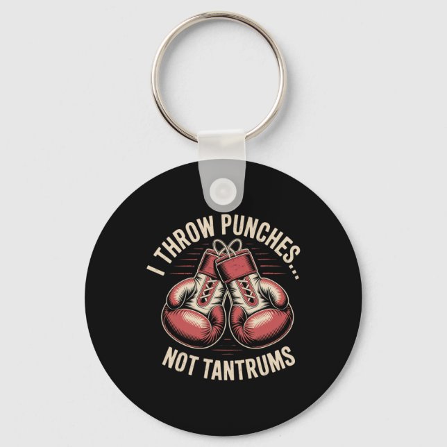 Boxing Quote Meme Strong Punches Zero Drama Punch  Keychain (Front)