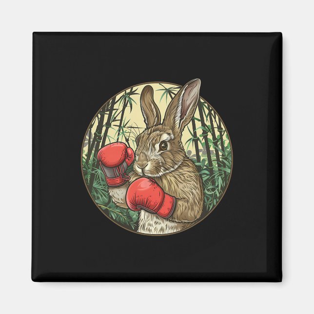 Boxing Rabbit Boxing Gloves Kickboxing Funny Boxer Magnet (Front)