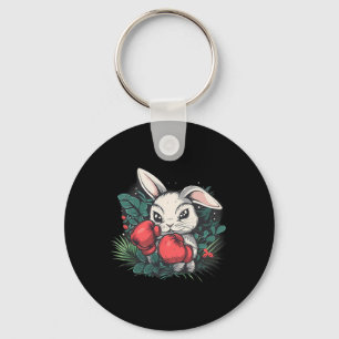 Boxing Rabbit With Boxing Gloves Kickboxing Funny Keychain
