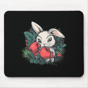 Boxing Rabbit With Boxing Gloves Kickboxing Funny Mouse Pad