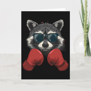 Boxing Raccoon Lover Boxing Gloves Kickboxing Funn Card