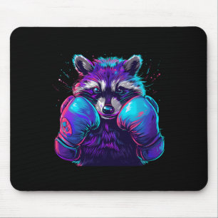 Boxing Raccoon With Boxing Gloves Kickboxing Funny Mouse Pad