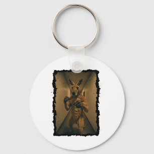 Boxing Retro Kangaroo Standing In The Hallway Fun Keychain