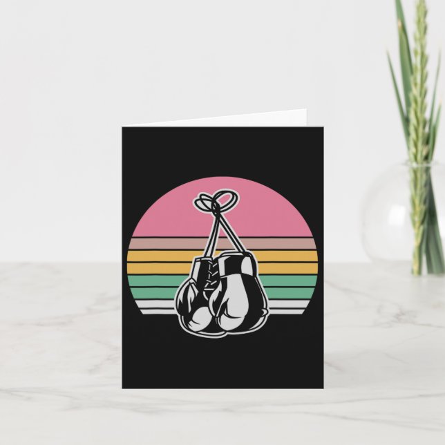 Boxing Retro Style Gloves Vintage Sunset  Card (Front)