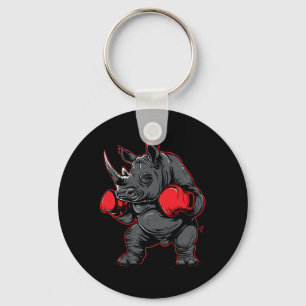 Boxing Rhino With Boxing Gloves Kickboxing Funny B Keychain
