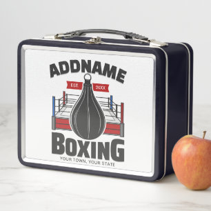 Boxing Ring ADD NAME Boxer Gym Speed Bag Metal Lunch Box