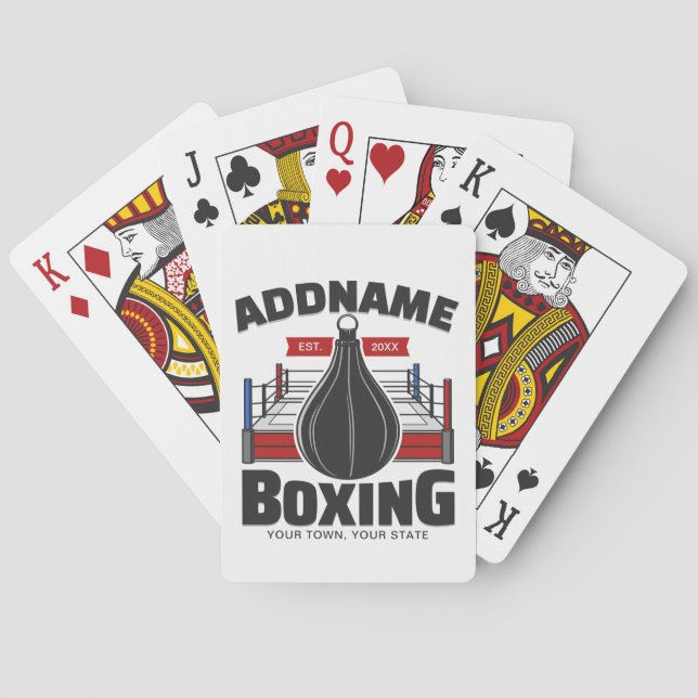 Boxing Ring ADD NAME Boxer Gym Speed Bag Playing Cards (Back)