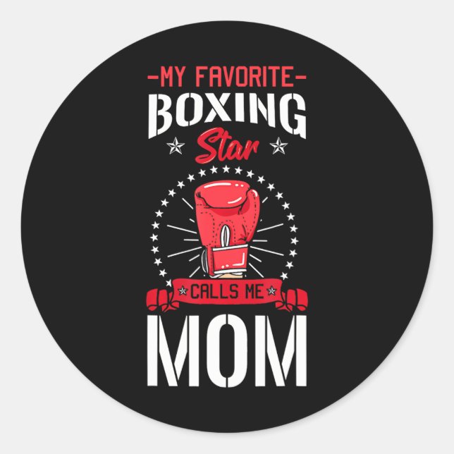Boxing Ring Boxer Gloves Mom Coach Mother's Day Classic Round Sticker (Front)