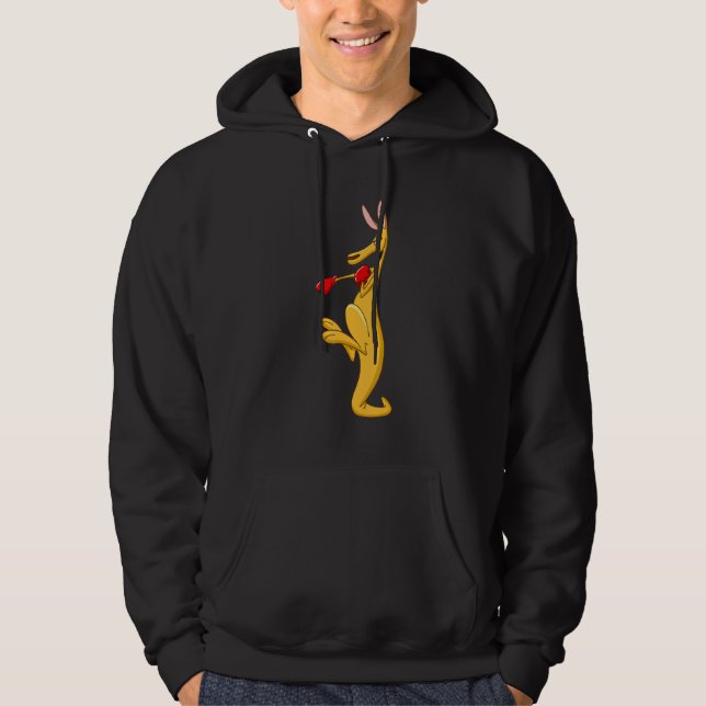 Boxing Roger Humour Sport Kangaroo Hoodie (Front)