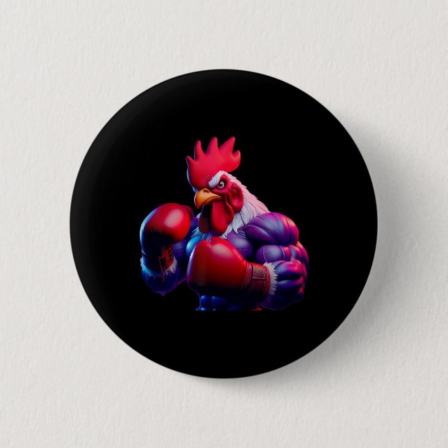 Boxing Rooster Boxer Kickboxer Mma Fighter Combat  2 Inch Round Button (Front)
