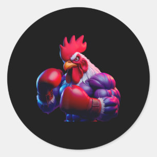 Boxing Rooster Boxer Kickboxer Mma Fighter Combat Classic Round Sticker