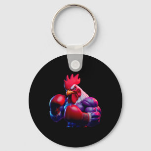 Boxing Rooster Boxer Kickboxer Mma Fighter Combat Keychain