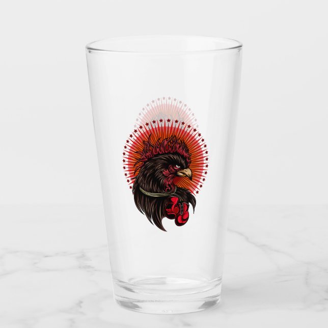 Boxing Rooster Glass (Front)